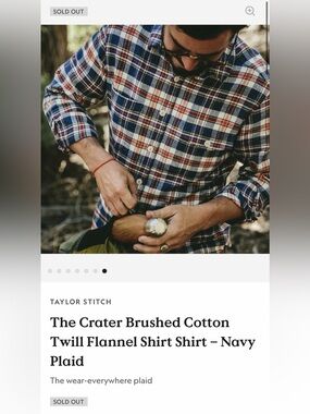 Taylor Stitch The Crater Brushed Cotton Twill Flannel Shirt Men’s 40 Medium $120